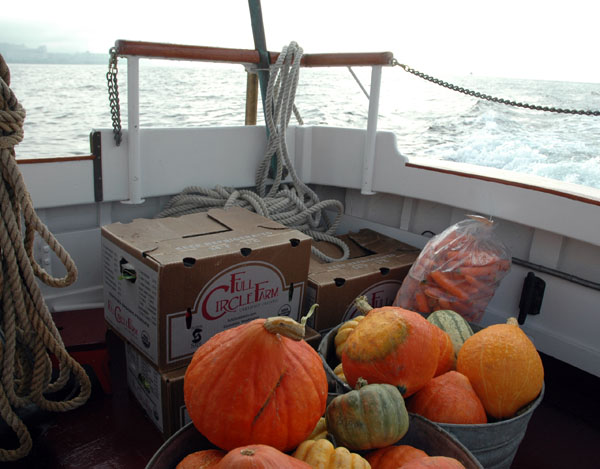 Fresh produce at sea on its way to the floating market at Lake Union Park